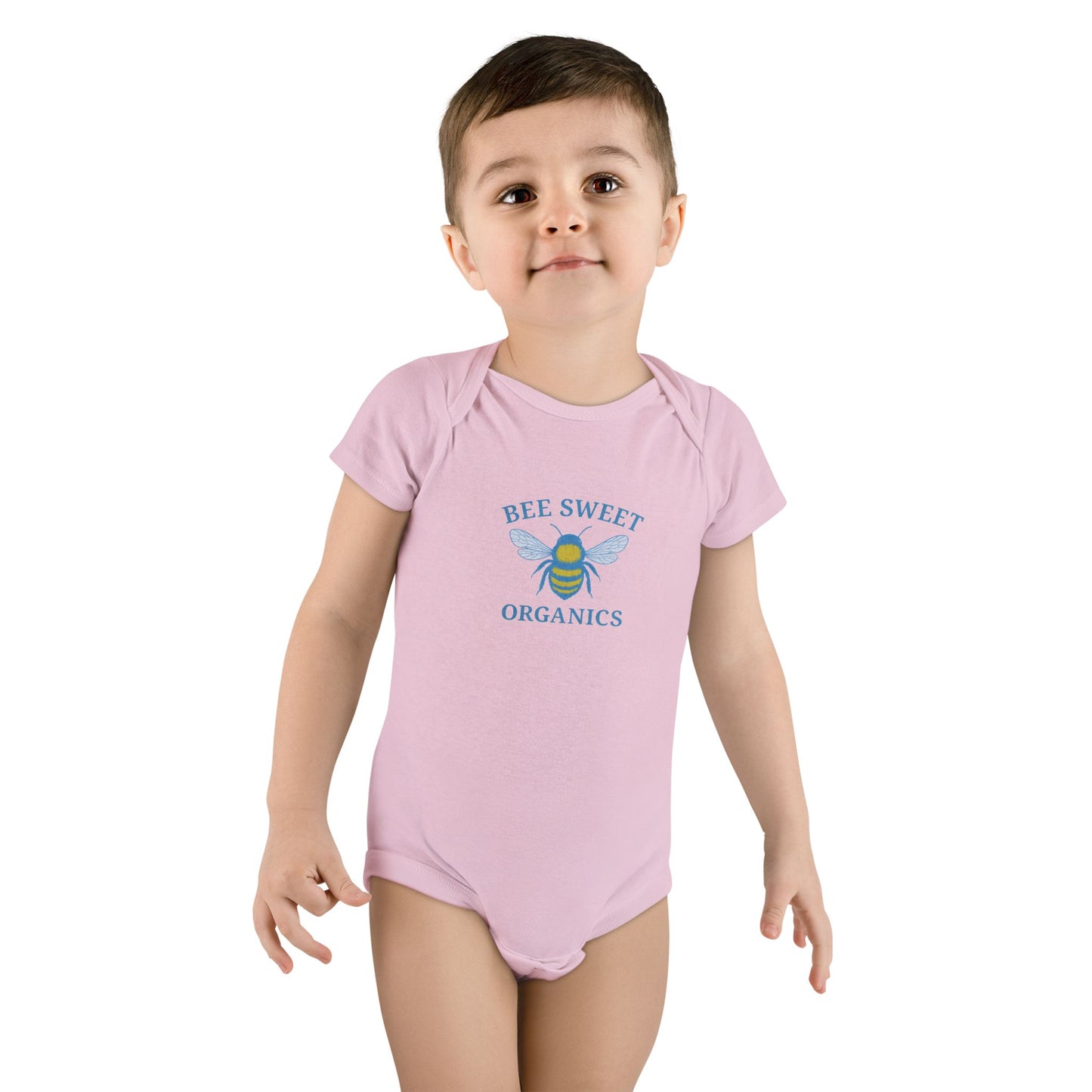 Organic Baby Onesie – Bee Sweet & Peachy Vibes – Eco-Friendly Infant Clothes for Baby Showers, Birthdays, and Everyday Wear