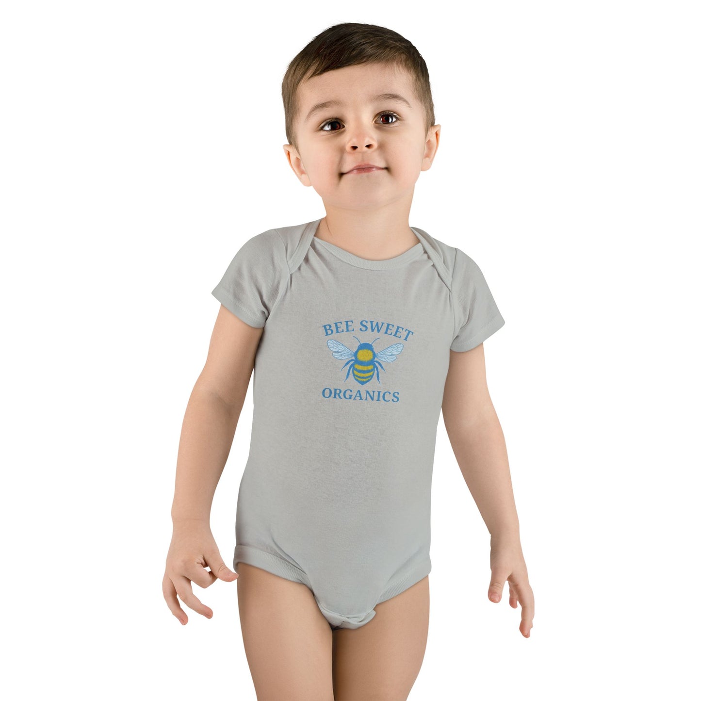 Organic Baby Onesie – Bee Sweet & Peachy Vibes – Eco-Friendly Infant Clothes for Baby Showers, Birthdays, and Everyday Wear