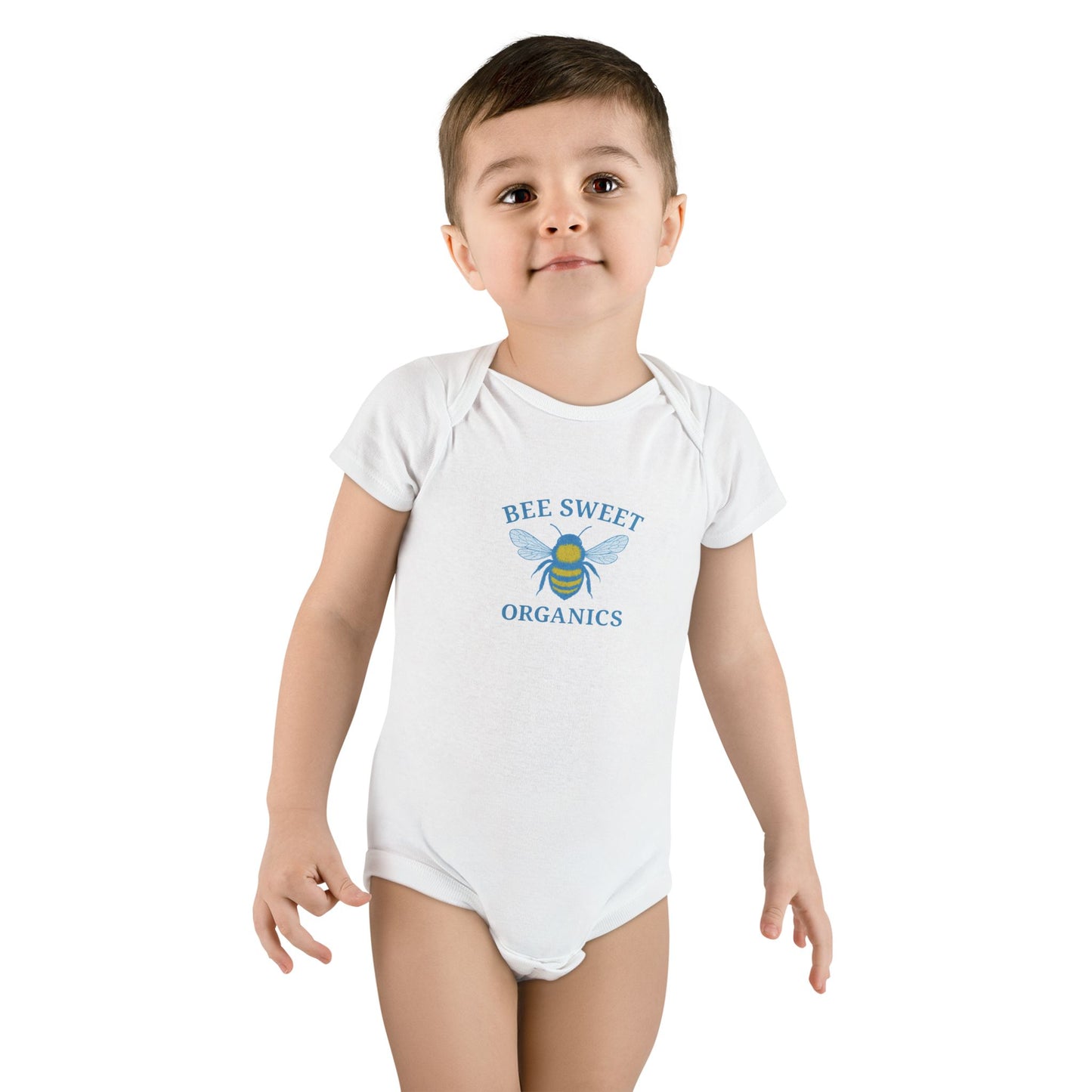 Organic Baby Onesie – Bee Sweet & Peachy Vibes – Eco-Friendly Infant Clothes for Baby Showers, Birthdays, and Everyday Wear