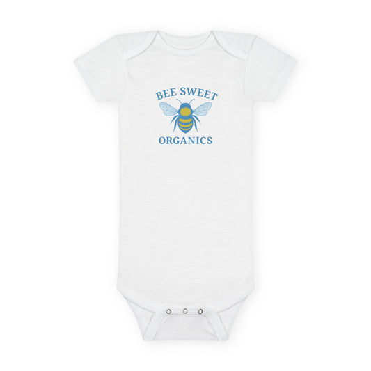 Organic Baby Onesie – Bee Sweet & Peachy Vibes – Eco-Friendly Infant Clothes for Baby Showers, Birthdays, and Everyday Wear